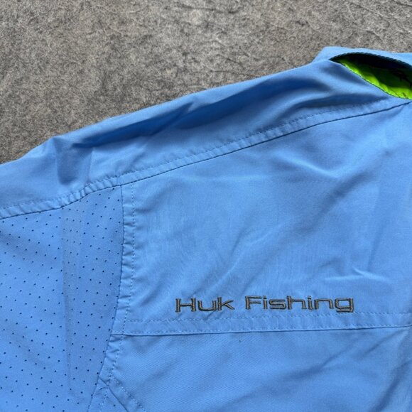 Huk Shirt Men Small Solid Performance Fishing Short Sleeve Button-Down - Picture 7 of 13